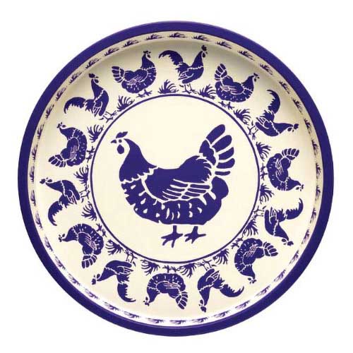 Emma Bridgewater Round Tin Tray Blue Hens 300mm